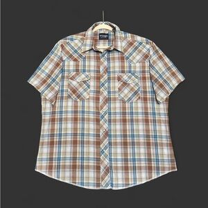 Vintage WRANGLER Short Sleeve Western Pearl Snap Button Up Shirt